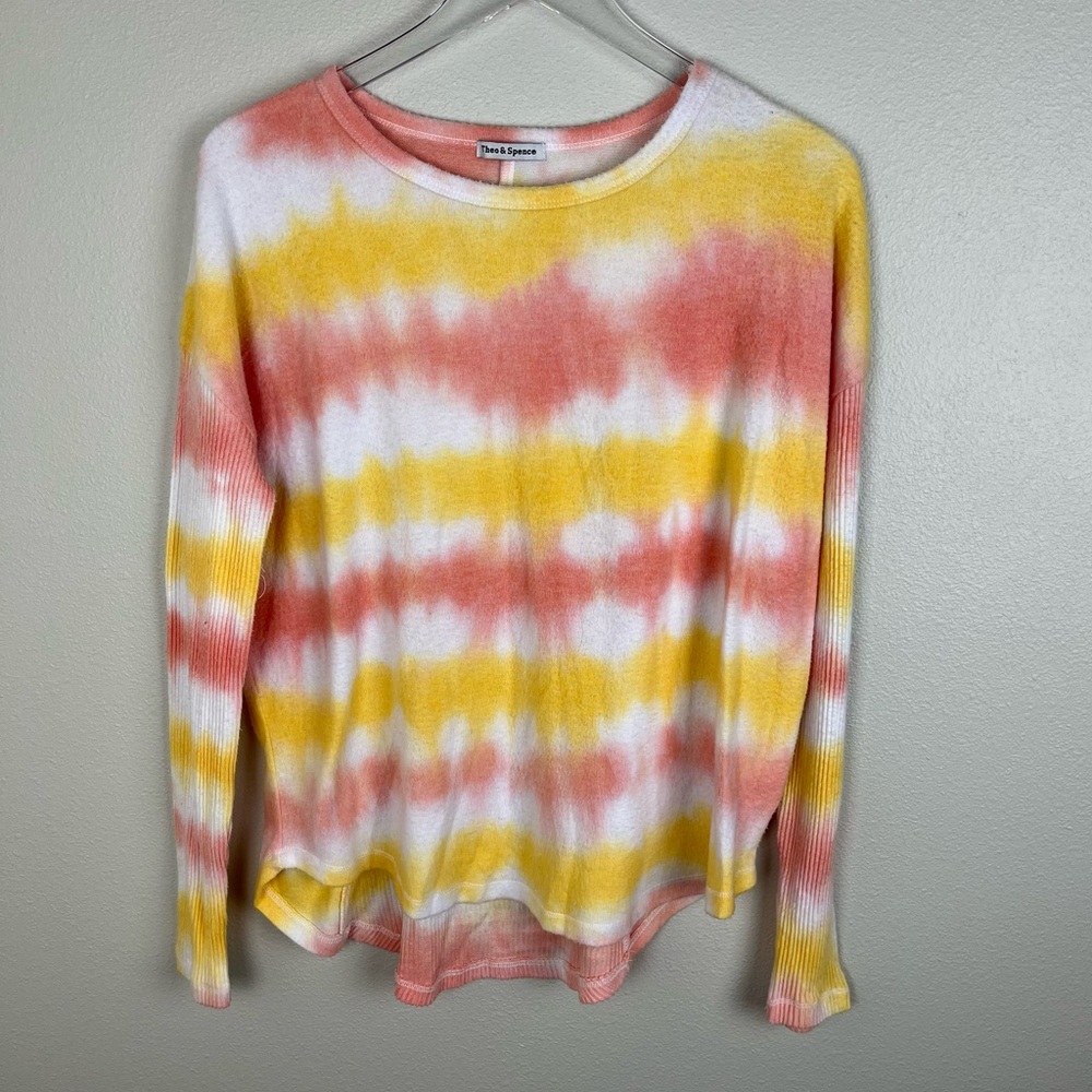 Theo and Spence | Yellow Pink Soft Tie Dye Sweater